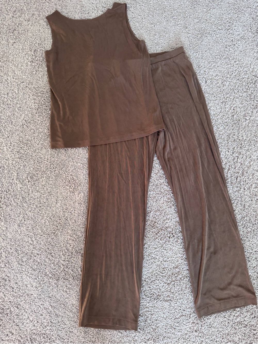 Travelers by Chico's -  2-Piece Set, Brown Slinky Knit Tank & Pull-On Pants